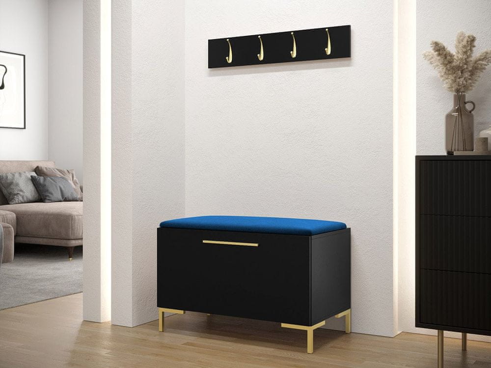 Veneti Nábytok do predsiene s čalúnenými panelmi ANDORA 7 - čierny / modrý